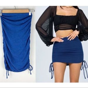 NWT NEW Princess Polly Auton Ruched Side Mini Skirt Turquoise Blue Size 0